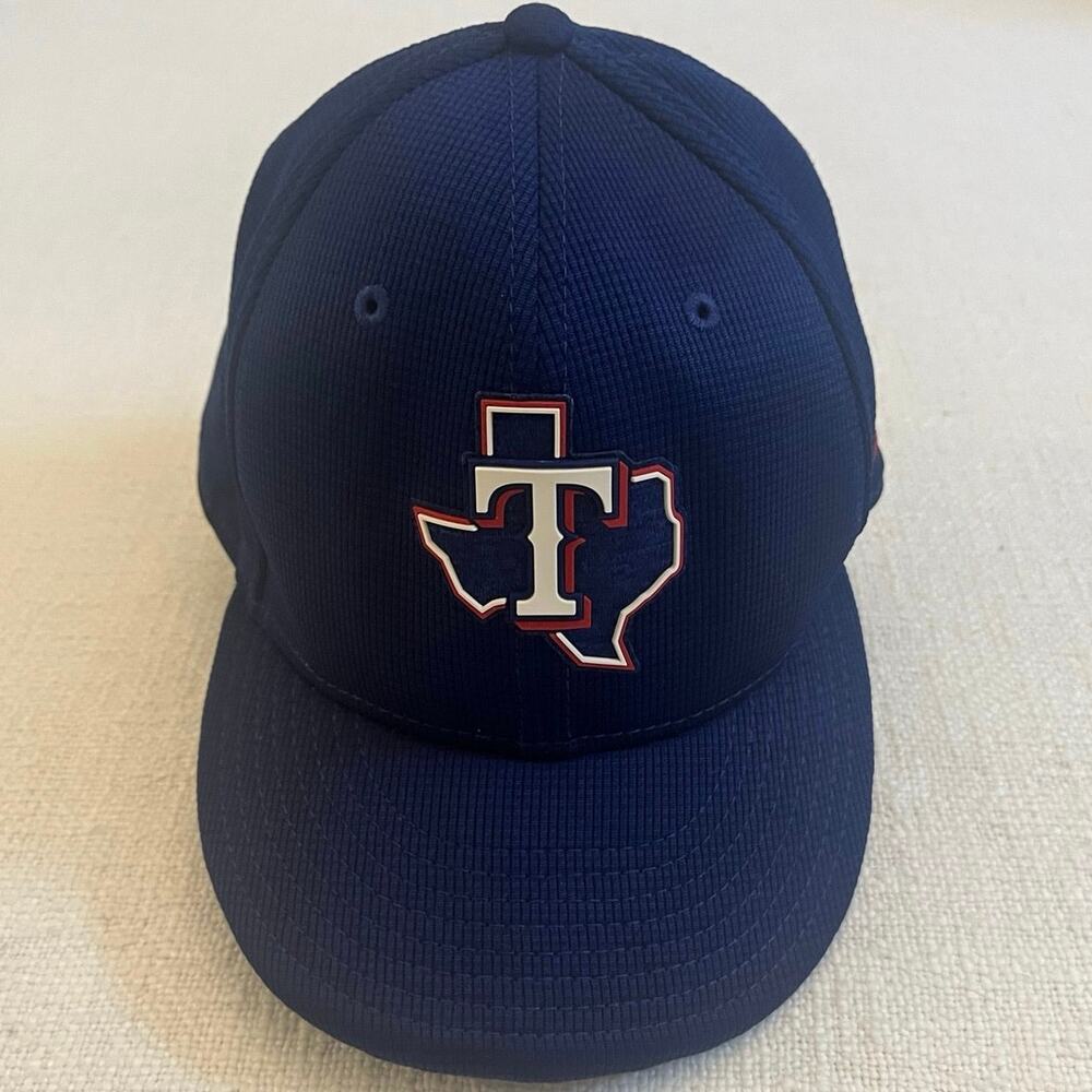 New Era On Field 59FIFTY Texas Rangers Fitted Hat Size 7 3/8 T MLB Cap Blue